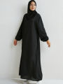 Middle Eastern Islamic Modest Dress Muslim Ramadan Maxi Dresses Full Sleeve Casual Black Dress Women Abayas. 