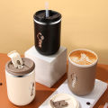 304 Stainless Steel Coffee Mug With Straw & Lid, Leakproof Tea Milk Mug Water Cup With Straw, Kitchen Drinkware For Kids Adults. 