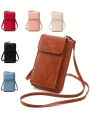 MIYIN Multi functional retro style PU leather crossbody bag fashionable solid color mobile phone bag womens casual shoulder bag. 