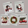 50/100pcs Christmas Wrapping Bags with Snowflake, Santa Claus, Reindeer, and Holly Print Self-Adhesive Packaging Bags.