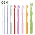 QJH 9Pcs/Set Multi-Coloured Crystal Clear Plastic Crochet Hooks, Ergonomic Resin Crochet Hook - Crochet Enthusiast 3mm - 12mm. 