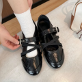 Women's Mary Jane Flats Retro Cross Strap Ballet Shoes Low-Cut Round-Toe Slip-on Pumps for Work & Casual.