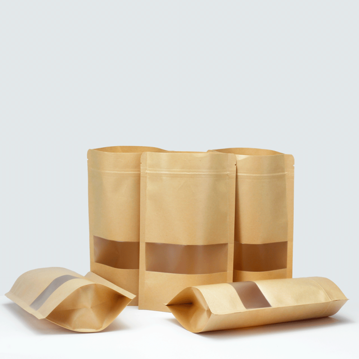 100pcs Zip lock Packing Bags Kraft Paper Stand up Pouch with Window ...