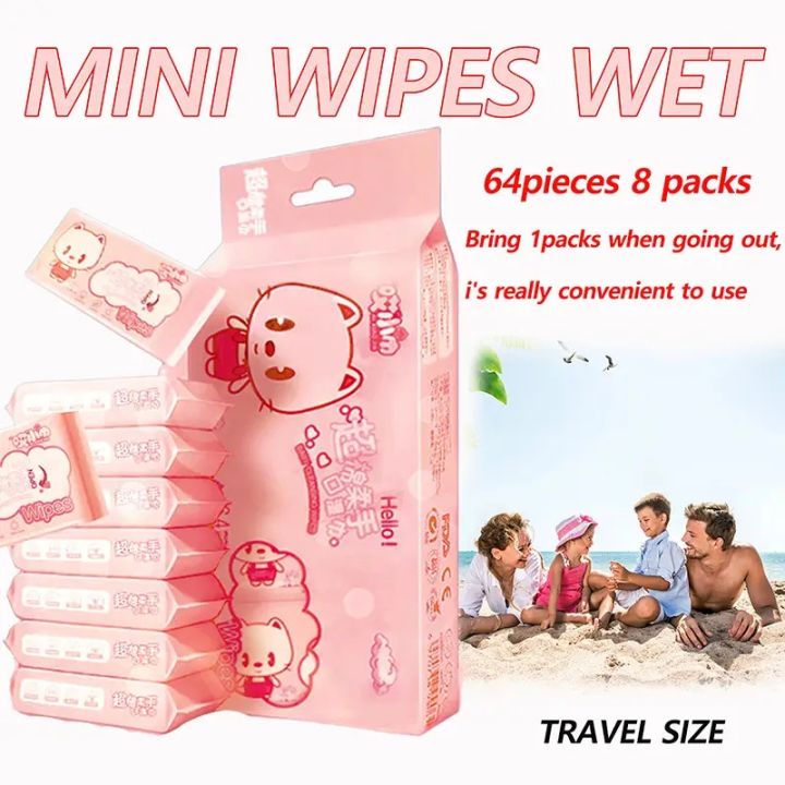64pcs Disposable Mini Hand Wipes/Portable Travel Size Special Extraction Hand Mouth Cleaning Wipes Fo Home School Supplies