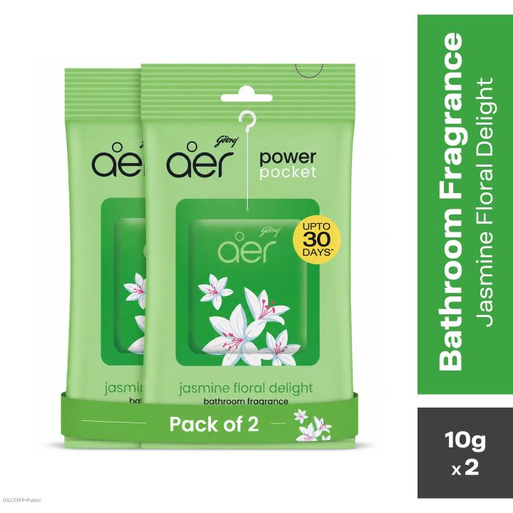 Aer Power Pocket Bathroom Fragrance Jasmine Floral Delight 10 gm- Pack of 2