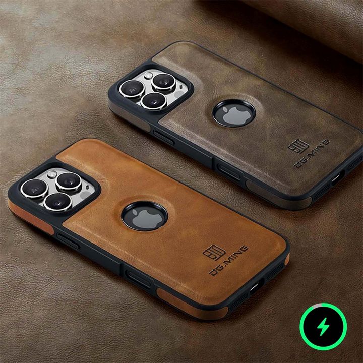 Leather Camera Protective Magnetic Charge Phone Case For Magsafe iPhone ...