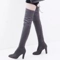 Winter Women Over The Knee Boots Stretch Fabrics High Heel Slip on Shoes Pointed Toe Woman Long Boots Size Plus Size 43. 