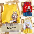 Children's 2-piece set labubu tank top + breathable fabric shorts. 