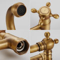 Classical Brass Kitchen Faucet Wall Mounted Dual Handle Holes Cold and Hot Water Taps Rotatable Kitchen Mixer Tap. 
