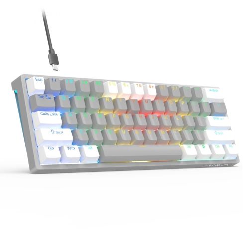 AULA F3261 Type-C Wired Hot Swappable 61 Keys RGB Mechanical Keyboard(White Grey )