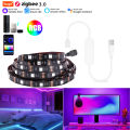 Zigbee USB 5V RGB LED Strip Light Tuya Smart Life APP Control  5050 Lamp Work With  Alexa  Home TV Back Lighting 2m 3m 5m lightify. 