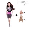 11.8''/30cm Movable Joints Pregnant Dolls Mom With 2 Babies On Her Tommy Modern Dress Princess Doll Educational Interactive Toy.