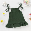 1-5 Years Old Kid Girl Summer Breathable Cotton Slip Dress Adjustable  Solid Color Halter Dress Toddler Girl Holiday Beachwea. 