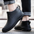 Men's Ankle Rain Boots Women's waterproof Shoes Non-slip Waterproof Work Shoes Winter Warm Cotton Platform Soft Sole Rain Shoes.