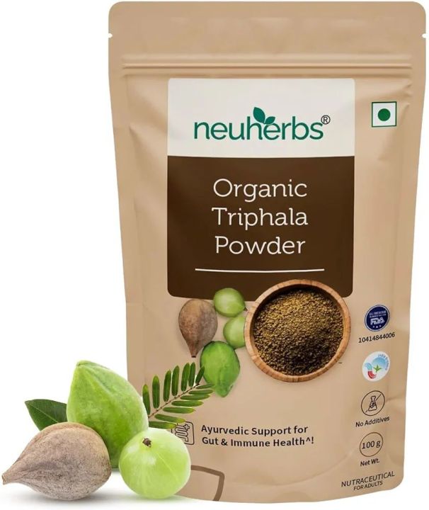 Organic Triphala Powder | Ayurvedic Support For Gut, Immune & Intestinal Health | Helps Relieve Constipation | Herbal Supplement | Quick Acidity & Gas Relief | Certified Organic - 100g