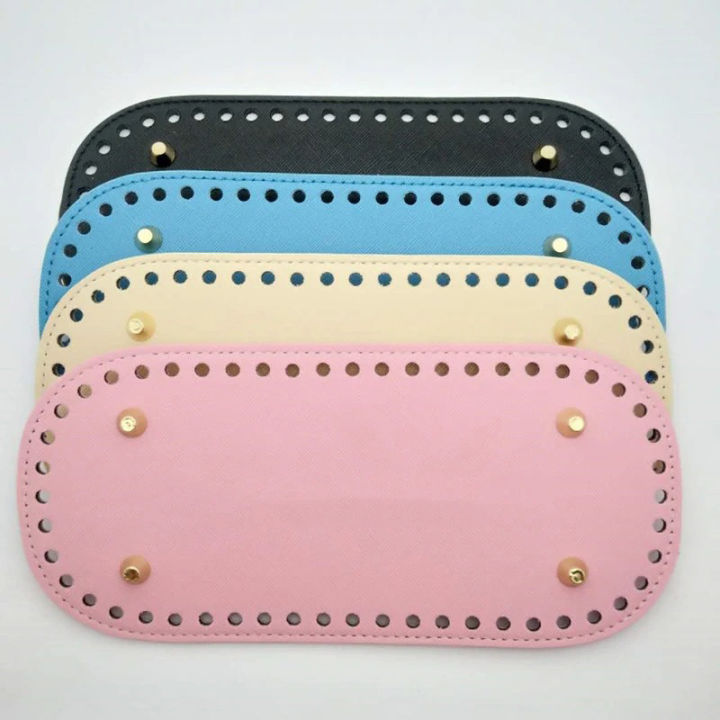 22x10cm Long Bottom for Knitted Bag PU Leather Bag Base Handmade Bottom with Holes Diy Crochet Bag Bottom Accessories