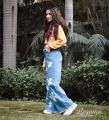 Flower printed Wide Leg Jeans for women. 