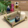 Mirrored Vanity Tray for Dresser Jewelry and Perfume Tray - Two Tier Trays. 