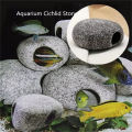 1pc Aquarium Cichlid Stone Ceramics Rock Cave Aquarium Fish Tank Pond Shrimp Breeding Ornament Landscaping Decoration Marbles.