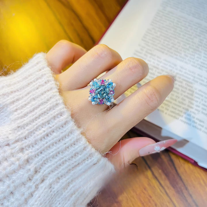 925%20sterling%20silver%20ring,%20colorful%20treasure%20style,%20tourmaline%20colored%20ring,%20niche%20high-end%20design,%20women's%20jewelry%20-%20Image%203