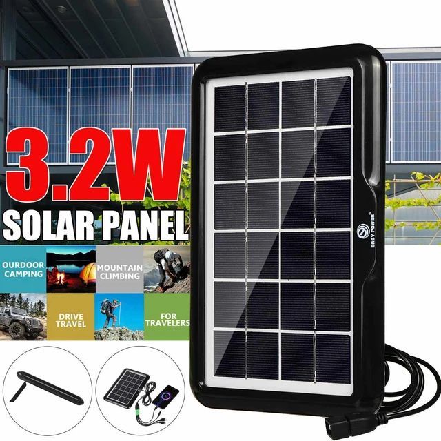 Solar Panel 6V 3.2W  With Phone Charger Set 3.2W Portable Solar Panel 6V Solar Cell Portable Sun Power Waterproof 5 In 1 USB Charger Mobile Fan Power Bank For Phone