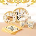 Bee Hive Theme PE Tablecloth Happy Birthday Party Decor Kids Wedding Baby Shower Party Supplies Kitchen Dining Table Cover. 