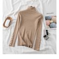 Thick Sweater Pullovers Long Sleeve Tops Women Autumn Winter Clothes Slim Knit Soft Jumper Streetwear Button Turtleneck Sweater.