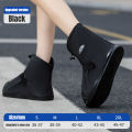 1Pair High Top Waterproof Shoe Covers Black Anti-Slip Reusable for Motorcycle Cycling Bike Men Women Overshoes PVC Protectors. 