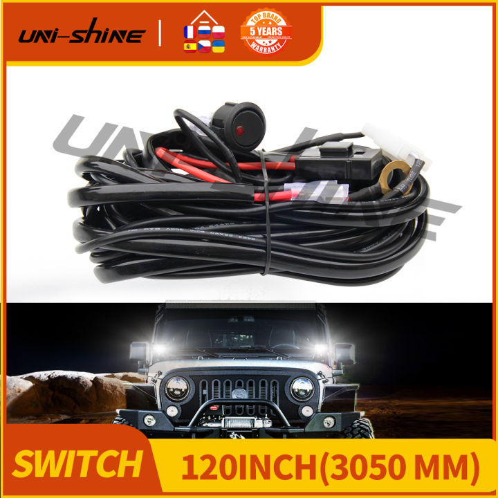 UNISHINE LED Light Bar 3M Wiring Harness Kit Universal LED Wiring Harness IP69 For Auto UTV ATV Offroad Boat 120inch 12V 24v