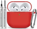 for AirPods 4 Case Cover (2024) with Cleaner Kit,Soft Silicone Protective Case for Apple AirPods 4th Generation Case for Women M. 