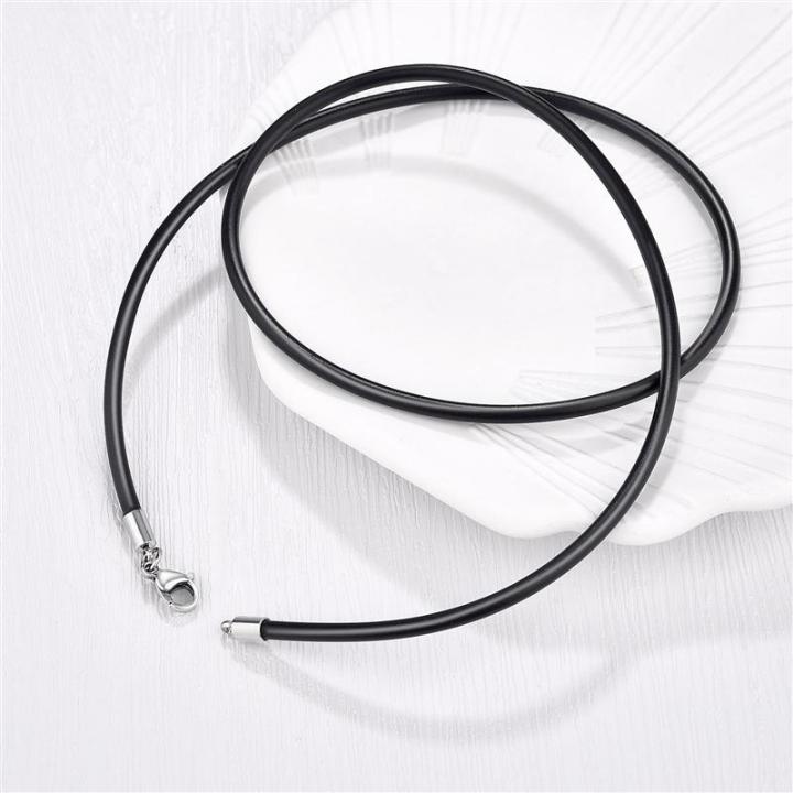 45/50/55/60cm%20Black%20Rubber%20Leather%20Chain%20Stainless%20Steel%20Lobster%20Buckle%20DIY%20Necklace%20Pendant%20Jewelry%20Making%20Handmade%20Rope%20-%20Image%203