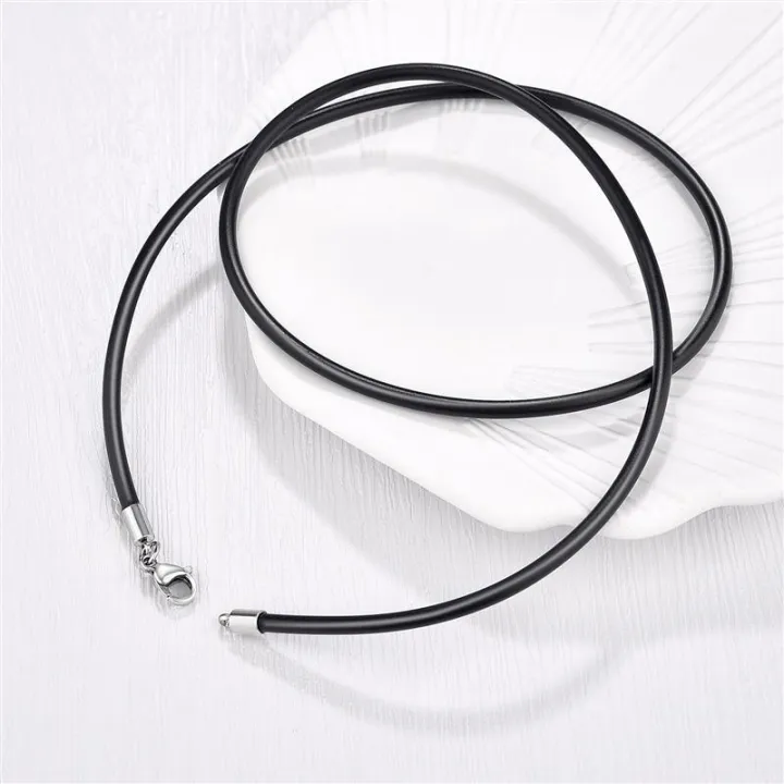 45/50/55/60cm%20Black%20Rubber%20Leather%20Chain%20Stainless%20Steel%20Lobster%20Buckle%20DIY%20Necklace%20Pendant%20Jewelry%20Making%20Handmade%20Rope%20-%20Image%203