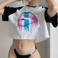 90s Femboy fairycore goth crop top Woman gothic  manga korean fashion graphic  t-shirts cropped. 