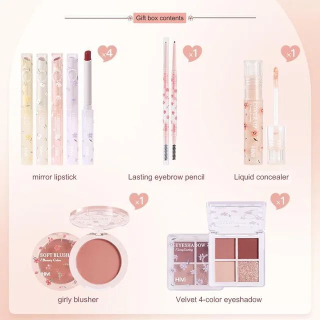 Flower%20Beauty%20Makeup%20Set%20Gift%20Box%20Hivi%20Velvet%20Lip%20Glaze%20Lipstick%20Eyeshadow%20Holiday%20Gift%20For%20Girlfriend%20&%20Wife%208pcs%20Make-up%20Set%20-%20Image%202