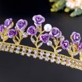 Purple Rose Rhinestone Crown  Crystal Wedding Bridal Tiara Crown Rhinestone Headbands Hair Hairband. 