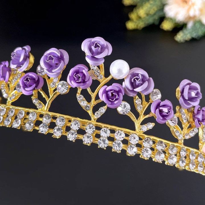 Purple%20Rose%20Rhinestone%20Crown%20%20Crystal%20Wedding%20Bridal%20Tiara%20Crown%20Rhinestone%20Headbands%20Hair%20Hairband%20-%20Image%205