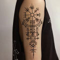 1Pc Viking Runes Geometric Waterproof Temporary Tattoo Stickers, Long-lasting Waterproof for One to Two Weeks, For Arm, Leg..