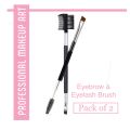 Pack of 2 Professional Double-Ended Angled Eye Brow Brush and Spoolie Brush & eyelashes comb and brush. 