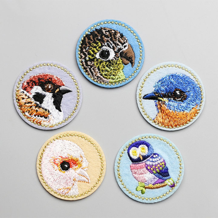 1 Piece 4.2cm Iron on Embroidery Stickers Cartoon Bird Patch for Clothes Bag DIY Decoration Back Adhesive