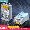 SAMZHE 10/100pcs RJ45 Connector Cat6a Cat7 RJ45 Plug Shielded FTP 8P8C Network Crimp Connectors Crystal Heads Gold Plated. 
