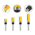 4pcs,1/4-Inch Shank Bearing Guided Pattern Router Bit - Woodworking Edge Trimming Tool with Double-Edged Straight Cutter. 