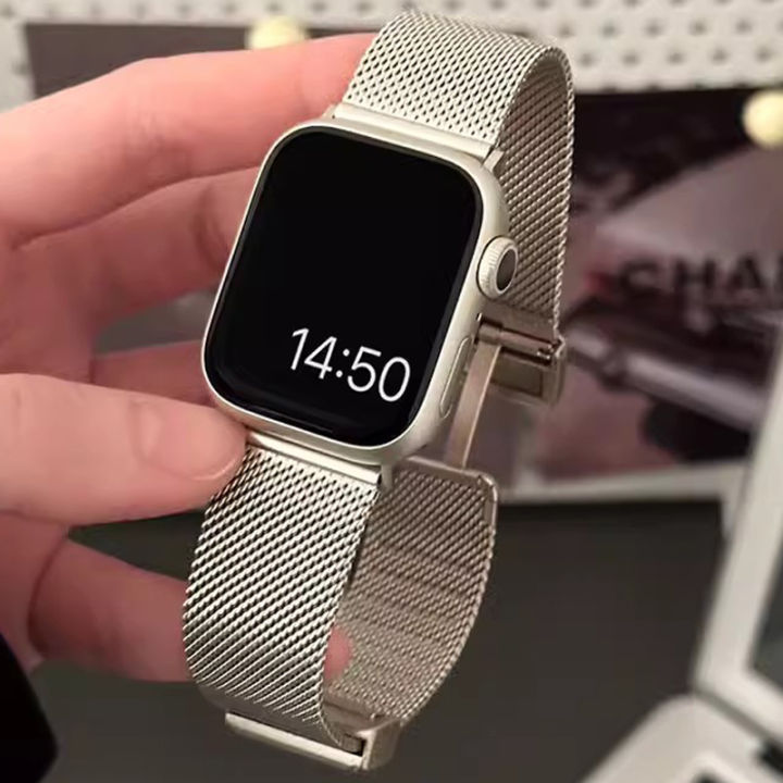 Milanese Strap For Apple Watch Band 38mm 40mm 41mm 42mm 44mm 45mm 49mm Stainless Steel Mesh Band For iWatch Series 10 9 8 SE 7 6