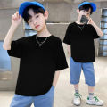 100% Cotton 180gsm Fabric Children Boy Girl T shirt 2025 New Summer Women Short Sleeve T-Shirt Cute Style White Solid Color Tops.
