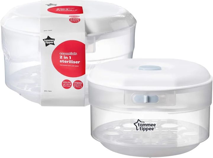 Tommee Tippee Essentials 2 in 1 Cold Water and Microwave Baby Bottle Sterilizer, 4-Minute Sterilisation Cycle