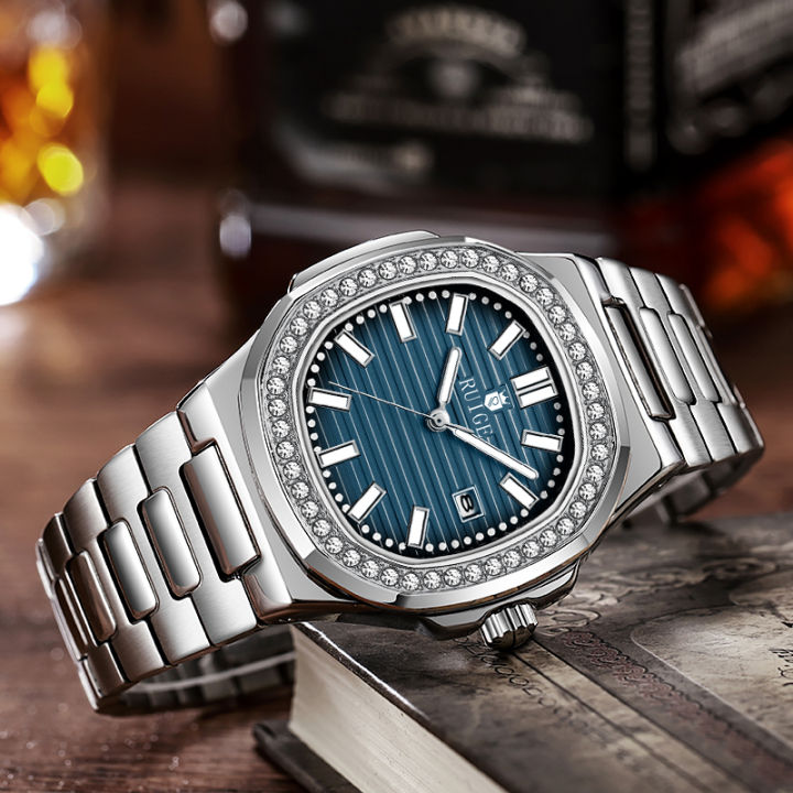 RUIGE%20Square%20Nautilus%20Quartz%20Watch%20Men's%20Watch%20Original%20Stainless%20Steel%20Authentic%20Watch%20Night%20Glow%20Waterproof%20Men's%20Watch%20-%20Image%204