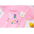 Children's Summer Short Sleeve T-Shirt For Girls 2025 New Fashion T Shirt With Cute Bunny 3D Plush Rabbit Design Casual Top. 