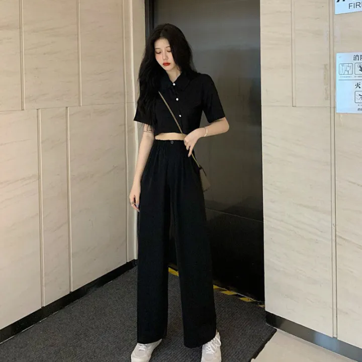 2%20PCs%20set%20black%20shirt%20collar%20short%20sleeve%20with%20long%20pants%20set%20leisure%20chic%20simple%20-%20Image%203