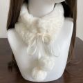 Kawaii Japanese Hairball Hair Collar Scarf Winter Thickened Warm Cute Imitation Fur Rabbit Plush Tie Rope Neckerchief Y2k Scarf. 