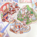 24pcs/bag zoo small class meow wow wonderland series scenery sticker book three-dimensional scene miniature sticker handbook DIY. 