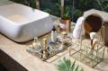 Vanity Organizer Tray with Polished metal Gold marble cover. 